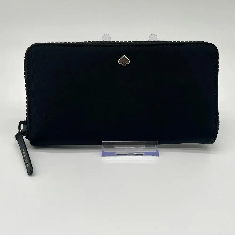 KATE SPADE NWOT Nylon Black Zip-Around Long Wallet, RETAILS $198